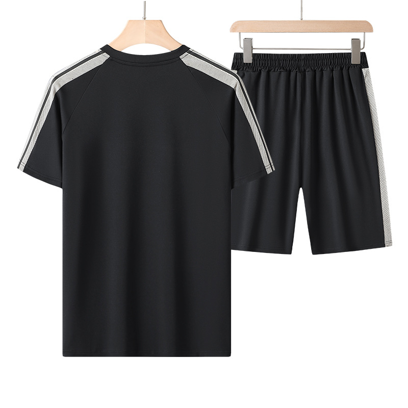 Set hombre de verano deportivo casual manga corta set corto camiseta de cuello redondo rápido secado corredor de dos piezas set al por mayor