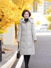 2025年新款羽绒服女中长款中年韩版修身加厚保暖白鸭绒妈妈装外套