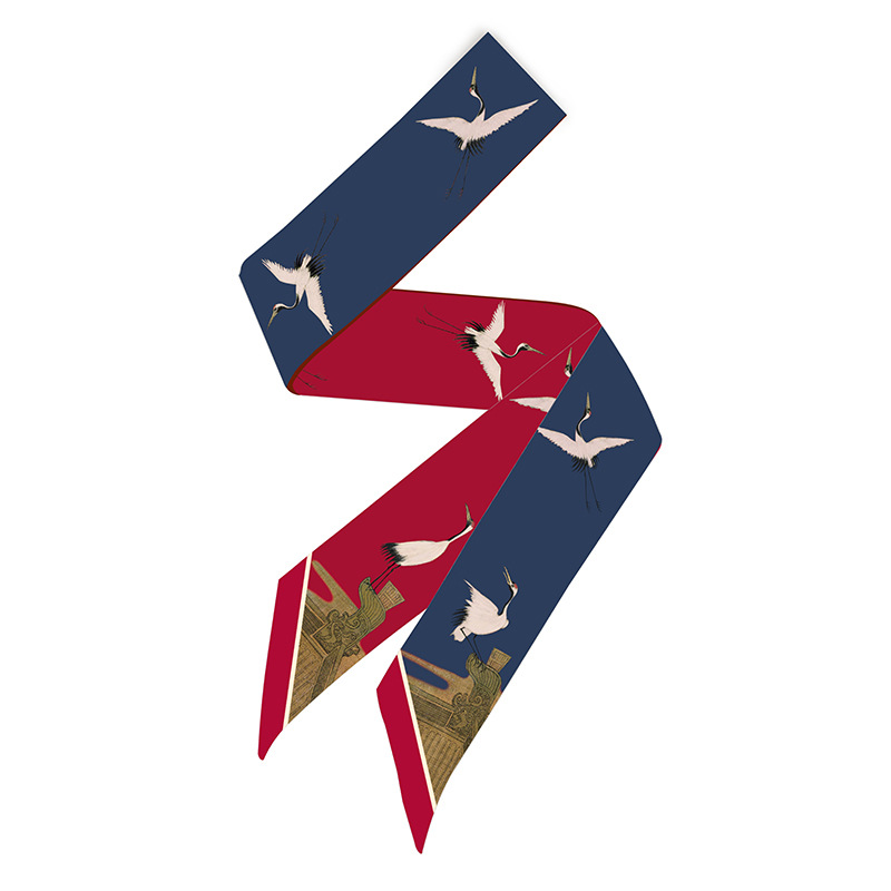 Grúa de estilo nacional delgada estrecha pequeña bufanda de seda banda de pelo multifuncional bolsa de corbata de pelo cuerda de pelo estilo antiguo hanfu cinta decorativa