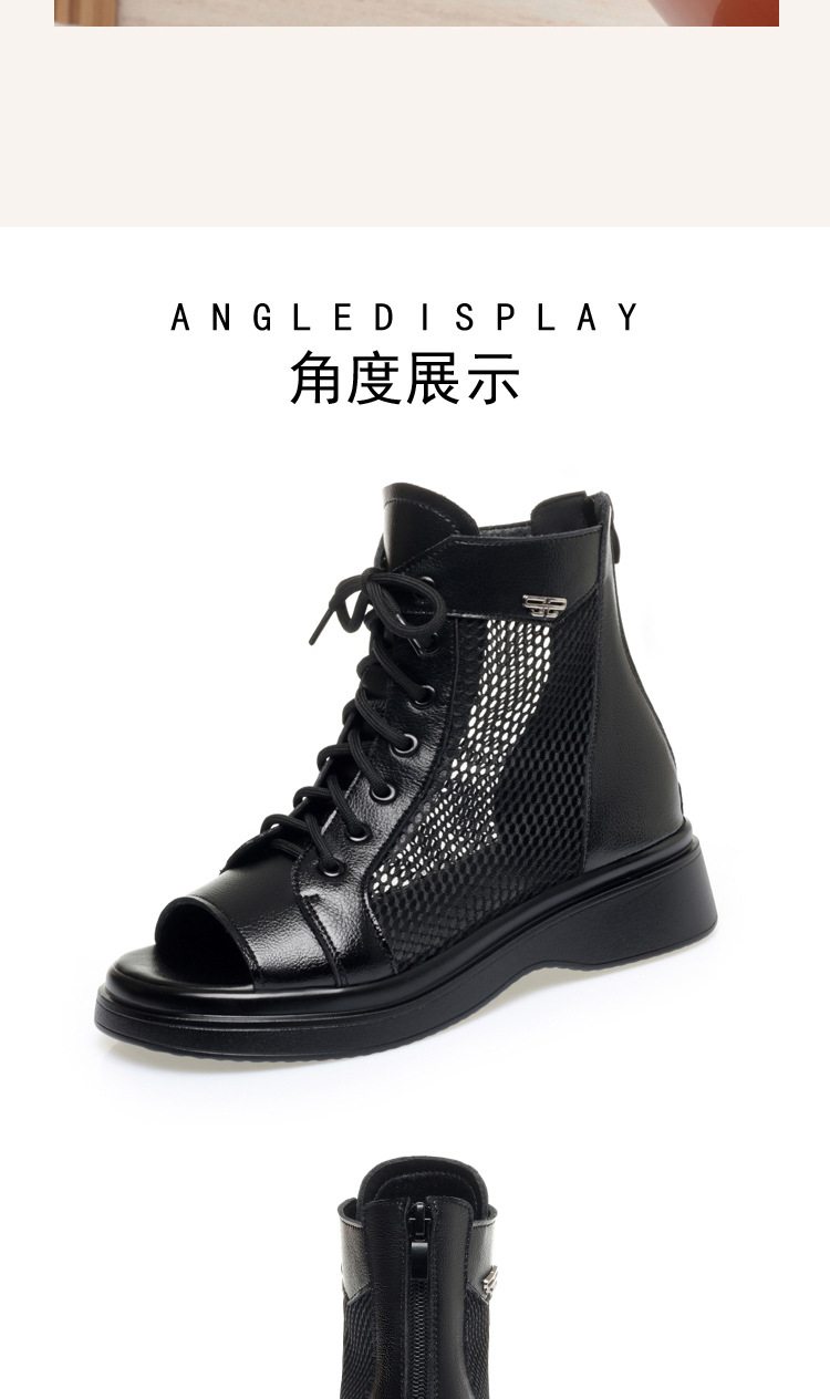 Boot lưới nữ đế dày thoáng khí cổ thấp dáng Martin — Màu đen chi tiết 17
