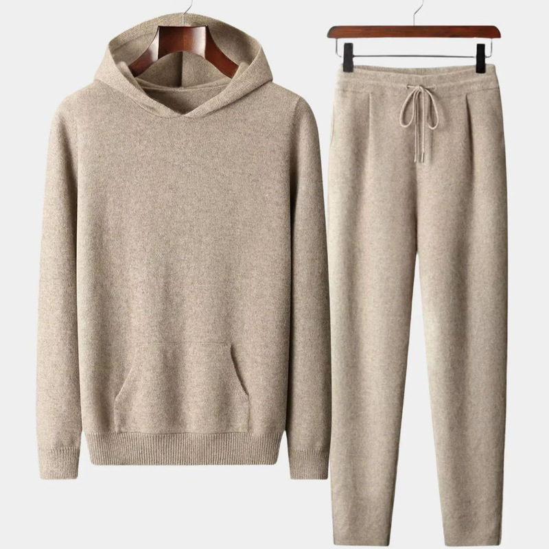 2026 New Cashmere Sweater Set Men's Hoodie + Casual Pleated Slim Pants Qinghe Factory Direct Sales Wholesale 2026 New Cashmere Sweater Set Men's Hoodie + Casual Pleated Slim Pants Qinghe Factory Direct Sales Wholesale