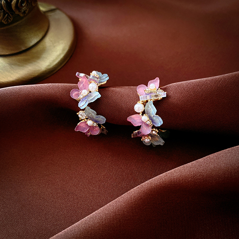 925 Sterling Silver Ear Needle Material 1 Pair Sweet Geometric Inlay Alloy Acrylic Artificial Pearls Ear Studs