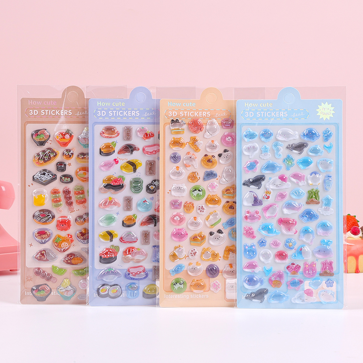 Pegatinas sólidas 3D estereoscópicas pegatinas de dibujos animados al por mayor estudiantes DIY decoración cristal pegatinas de relieve para niños