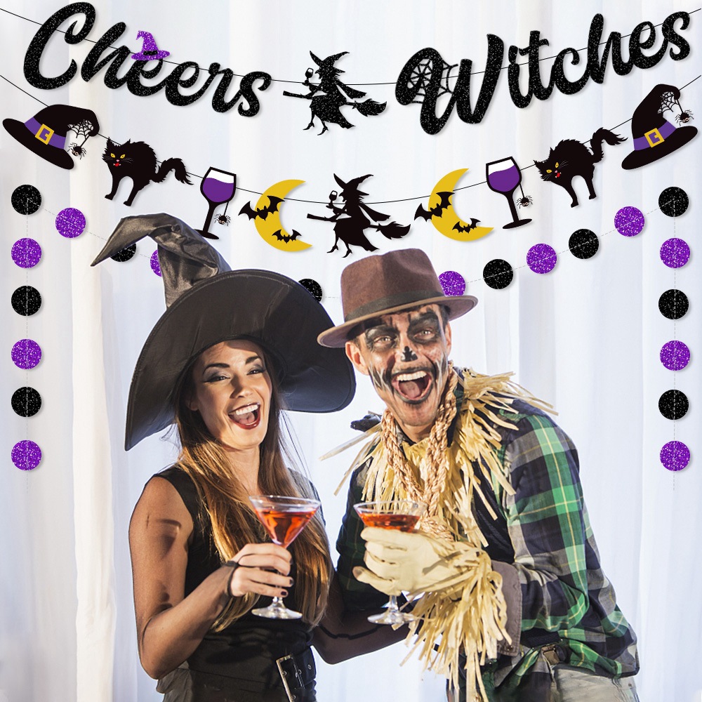 Amazon nuevo tema de la Bruja de Halloween decoración tire bandera bar Haunted House Party decoración tire bandera