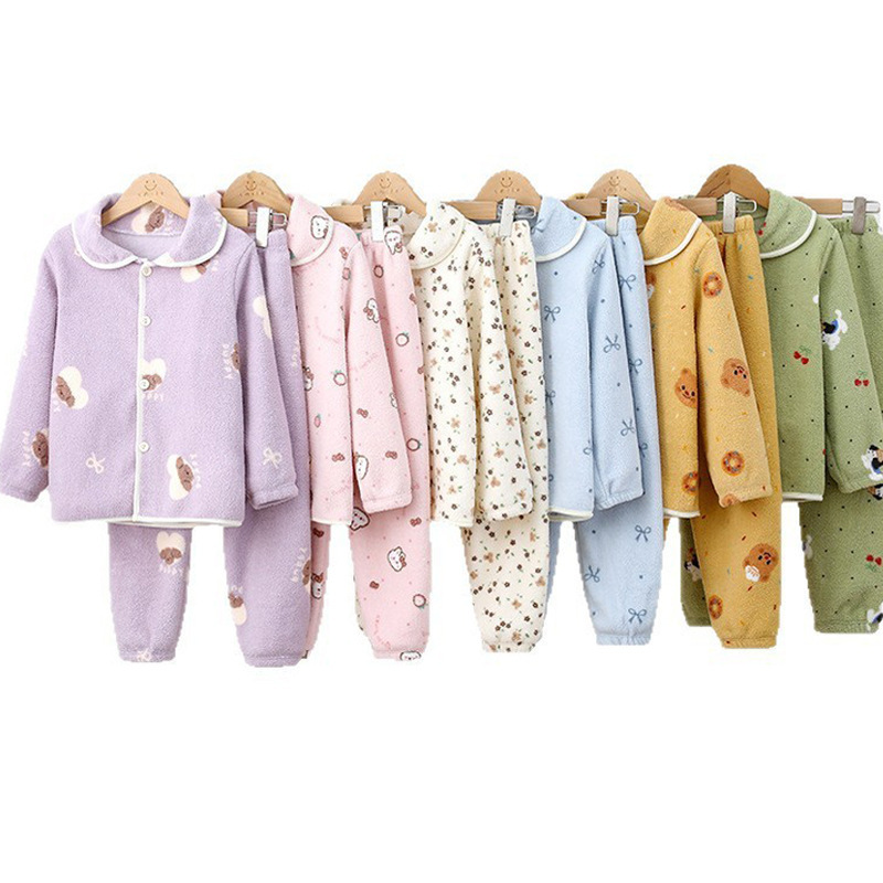 2025 Autumn and Winter Children's Home Clothes Pajamas Baby Warm Suit Boys and Girls Pajamas Suit