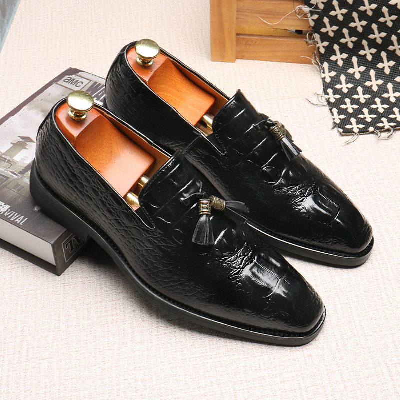 Men's slip-on loafers new business leather shoes with fringe shoes_vogvips.com