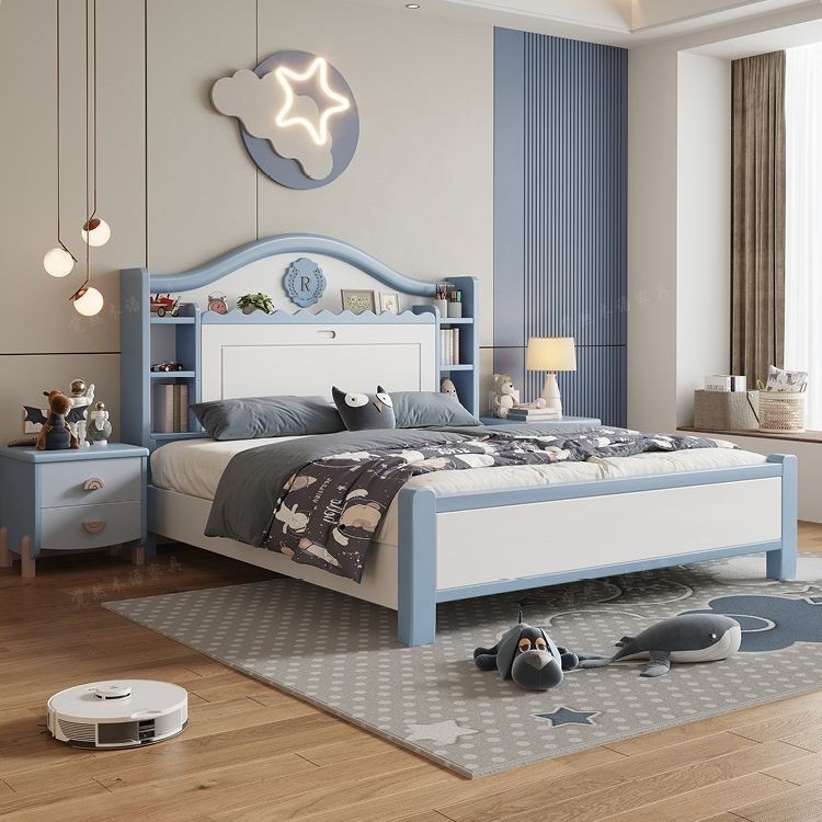 Sábanas de madera maciza para niños dormitorio moderno minimalista 1.5m almacenamiento cama de niña princesa rosa adolescente 1.2m