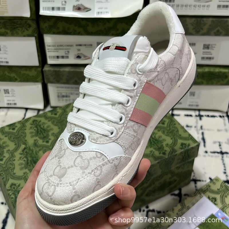 2025年脏脏鞋牛皮版复古男女款复古老花绿做旧脏脏鞋小白鞋女春秋|undefined