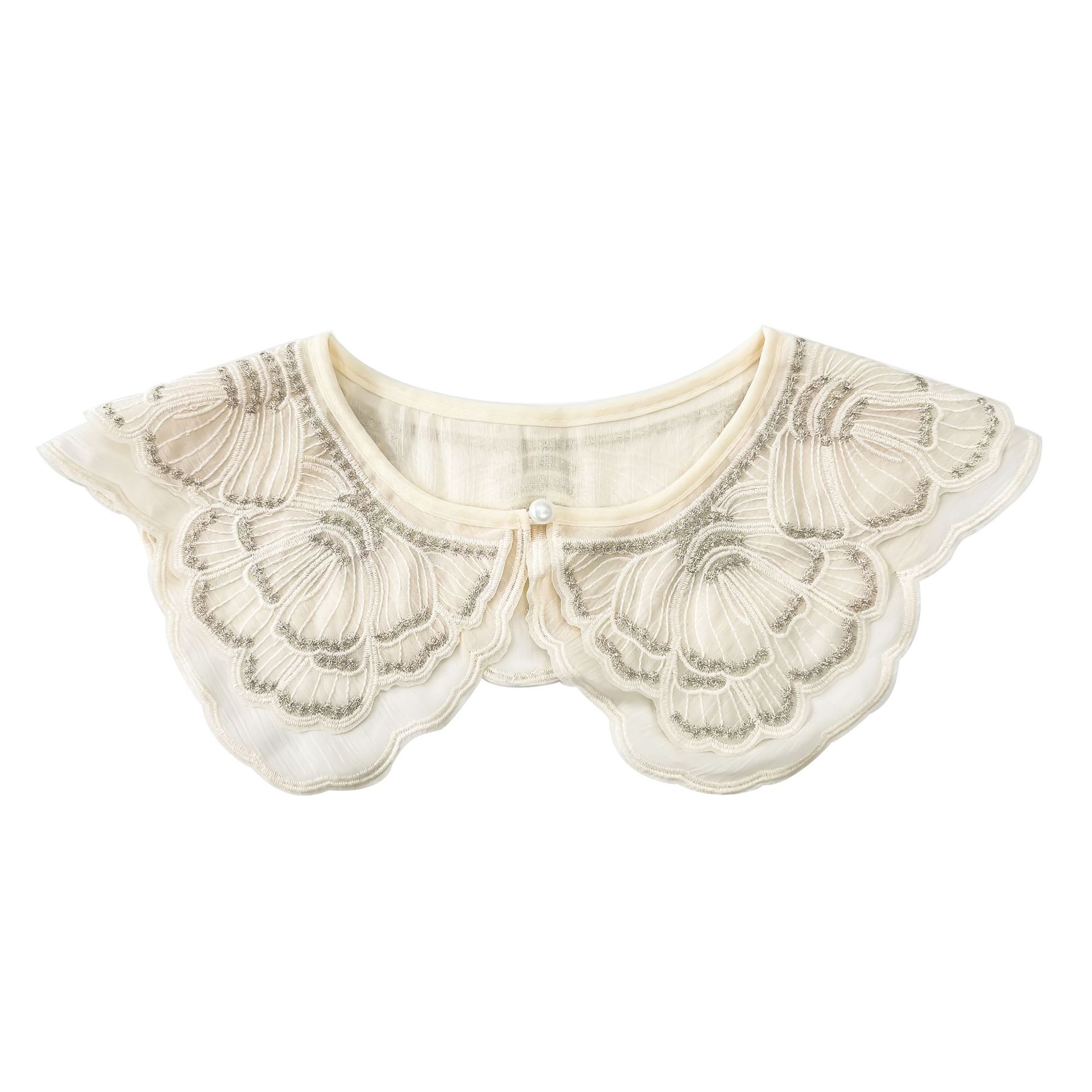 Oganza cuello bordado cuello de encaje soluble en agua vestido de mujer camisa decoración de cuello falso en stock
