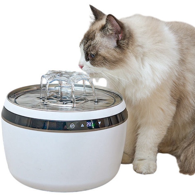 宠物饮水机加热款可调节40°C 自动恒温猫咪饮水机智能宠物用品厂