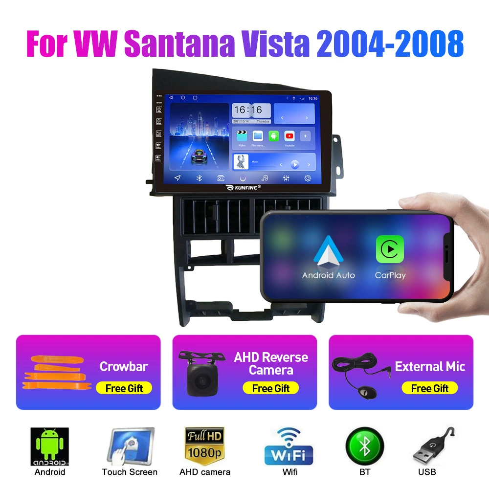 Подходит для Volkswagen Santana Zhijun 2004-2008 Android навигатор GPS разворот изображение крепление на автомобиль, all-in-one