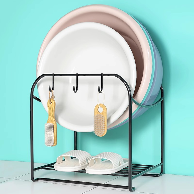 Washbasin Storage Rack for Storage Basin Household Toilet Basin Rack Bathroom Foot Basin Storage Rack Floor Artifact