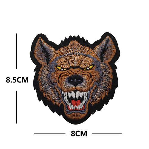 Animal avatar bear wolf shark hyena tiger head 3D embroidered armband Velcro backpack patch morale badge