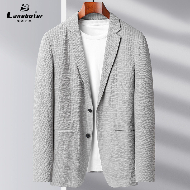 Áo vest nam dáng ôm mỏng nhẹ chống nhăn chống nắng dài tay một hàng hai cúc — Màu xám gạo, Xanh lam bảo, Xanh đậm, Xám xanh