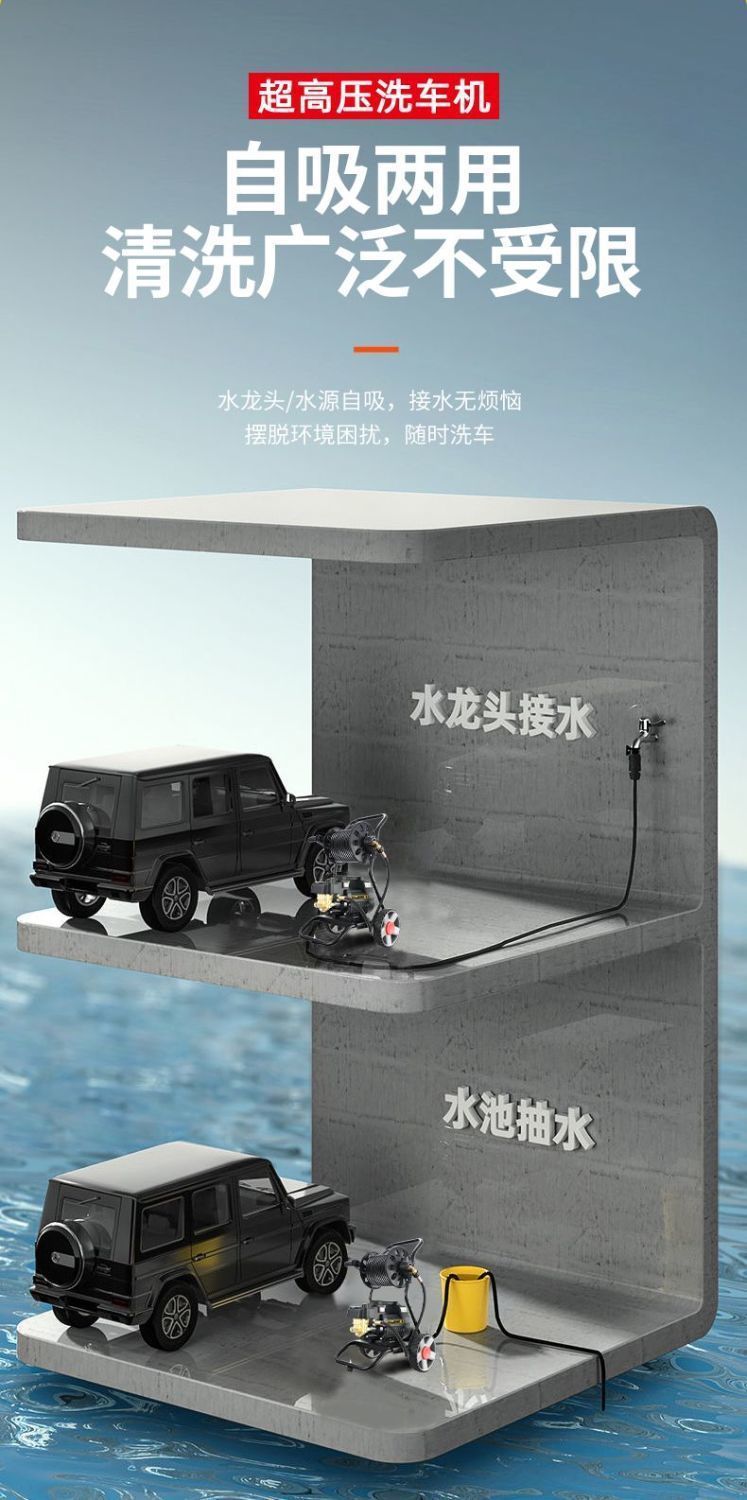 Julong Black Cat High-Pressure Car Washing Machine Household High-Pressure Water Gun 220V Plug-In High-Power Pressure-Regulating Automatic Cleaning Machine