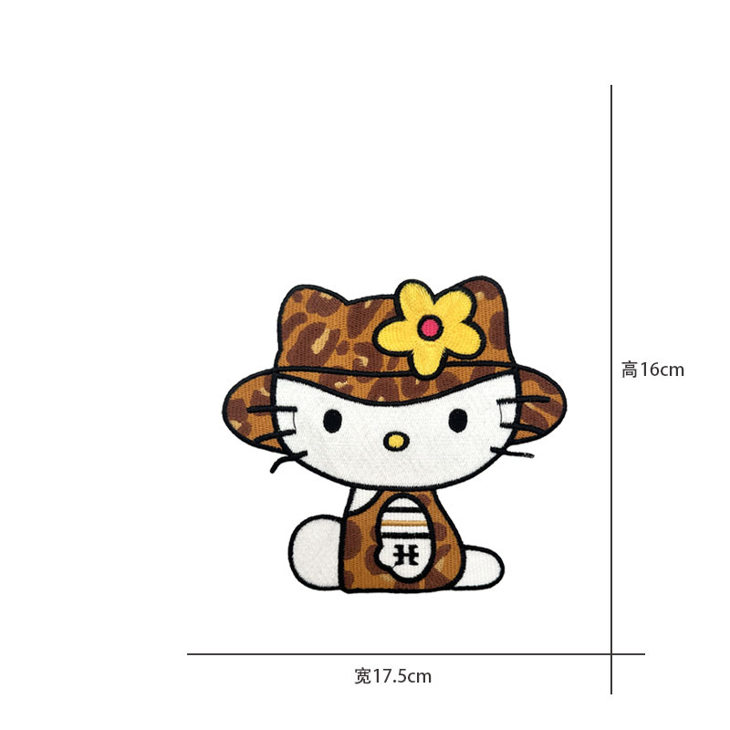Cartoon al por mayor bordado por computadora kt pegatinas de tela de gato Sanliogou diy pegatinas de parche tejido cesta de ropa adorno accesorios pegatinas