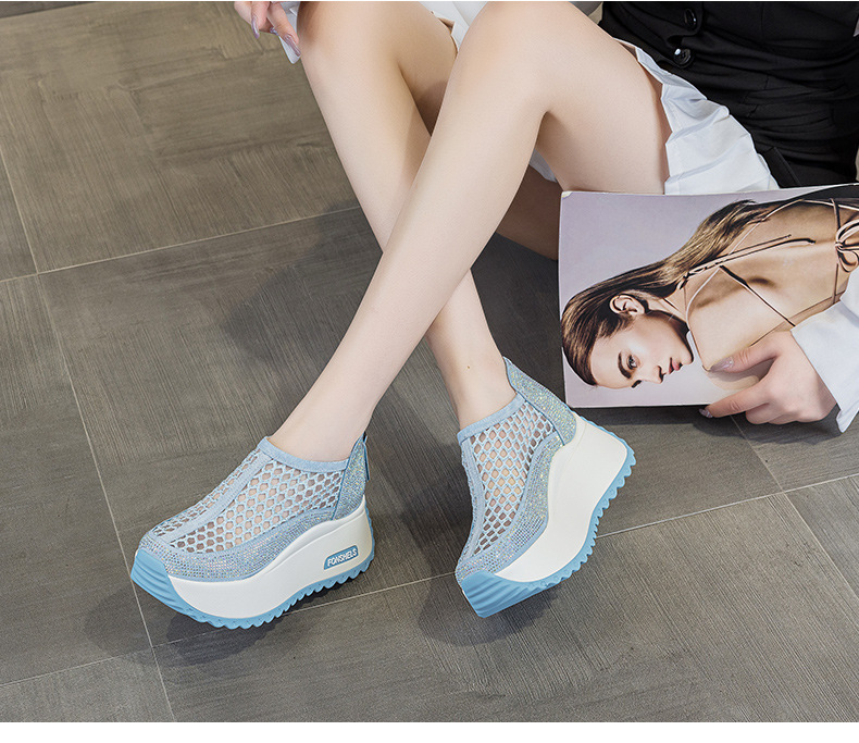 Giày sandal nữ đế dày tăng chiều cao mũi tròn lưới thoáng khí phong cách thể thao — M2839 màu xanh lam, M2839 màu be, M2839 màu đen, M2839 màu tím chi tiết 19