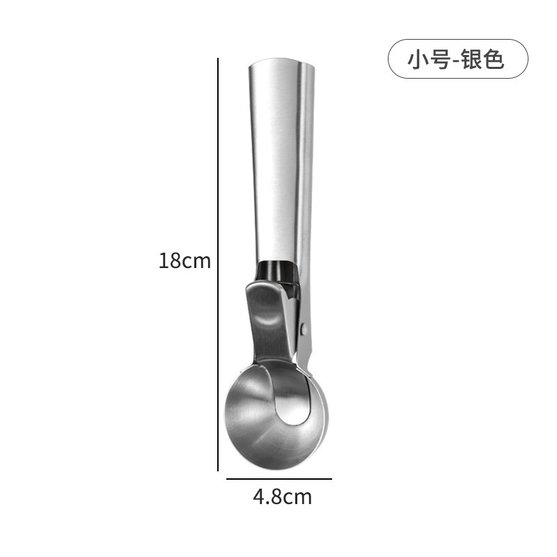 ステンレス製アイスクリームボールスクレーパー、業務用プレス式飛び出す雪玉スクレーパー、兼用小型フルーツスイカボールスクレーパー|undefined