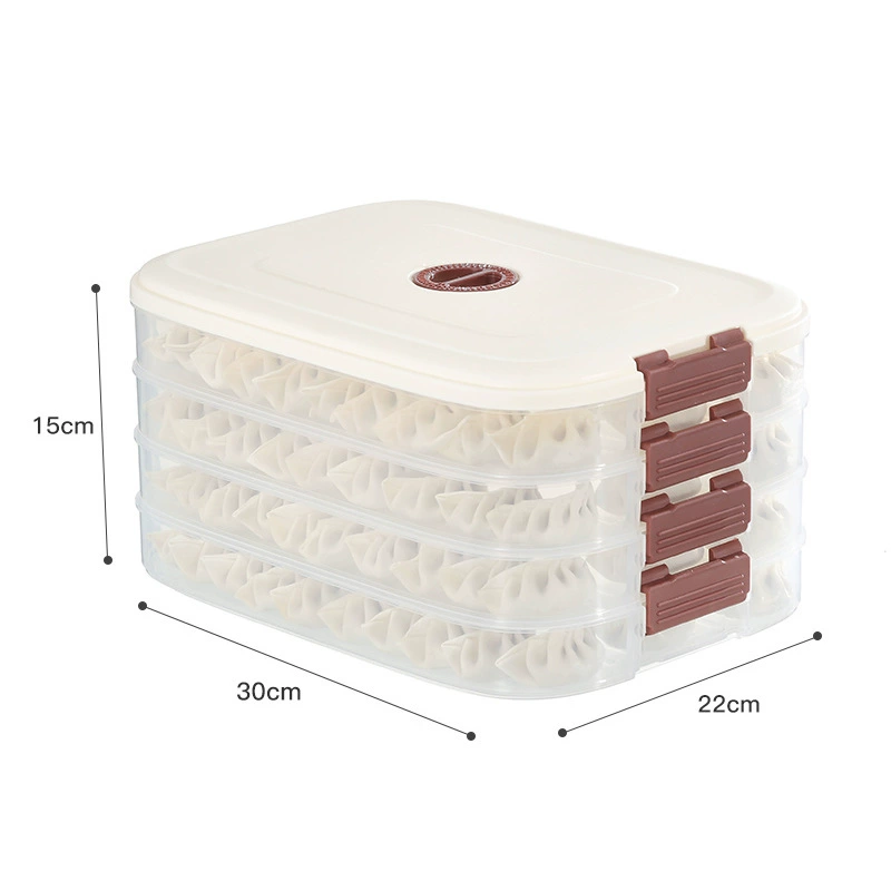 Dumpling Storage Box, Food-Grade PP, Transparent Stackable 1–4 Layers, Refrigerator Safe