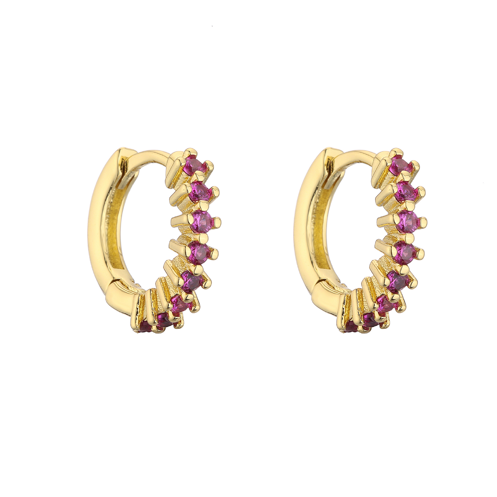 5g Weight Zircon Inlay Material Earrings Classification Copper Material Geometric Pattern Women'S Gender Plating Design Fashion Style Rose Red, White, Purple, Green, Yellow, Black Color Fashion Geometric Plating Copper Zircon Earring Sets 5
