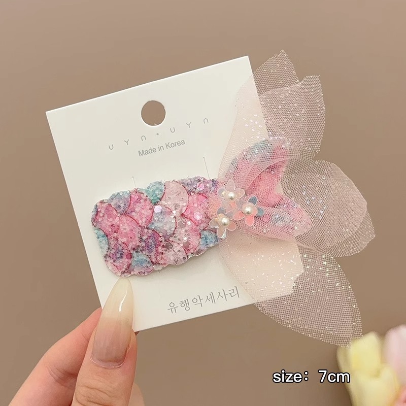 Clips de cabello de cola de sirena brillante para niños frente lateral frangeo clips de cabello rotos clips de cabello de princesa de niña