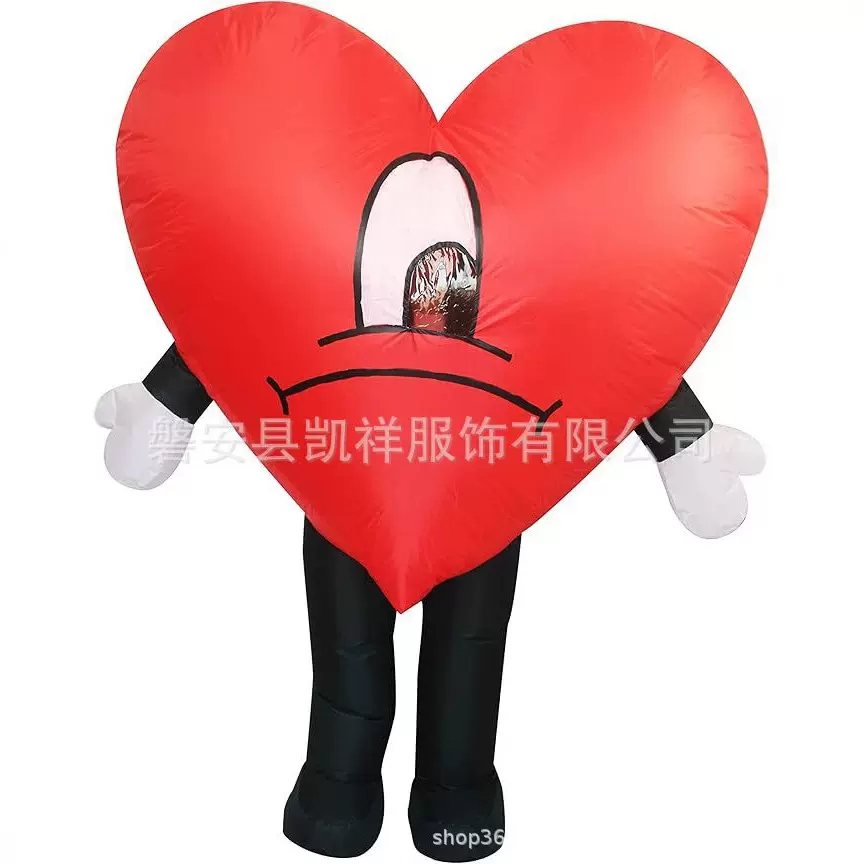 万圣节家庭聚会派对恶搞搞笑复活节表演服装新款爱心充气人偶服装