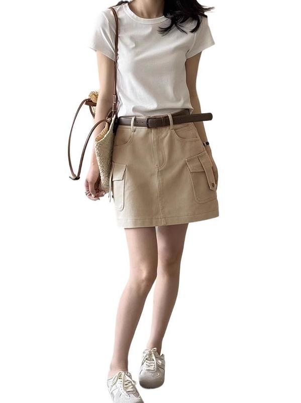 卡其色工装半身裙短裙女夏季2025新款高腰a字显瘦气质牛仔包臀裙|undefined