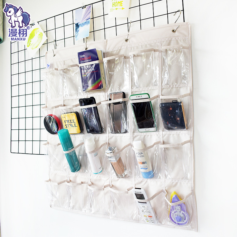 36-rejilla de joyería transparente bolsa colgante bolsa de almacenamiento bolsa colgante teléfono móvil bolsa colgante detrás de la puerta armario colgante de pared bolsa de organización de la tarjeta de los niños