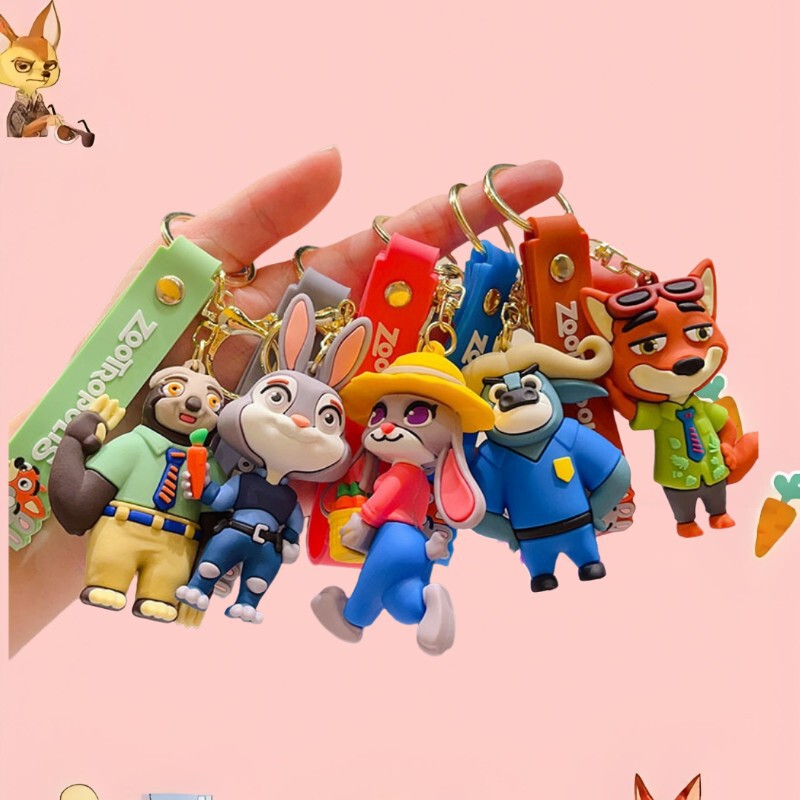Creative Crazy Animal Keychain Cartoon Judy Nick Doll Key Pendant Couple Bag Decoration Wholesale