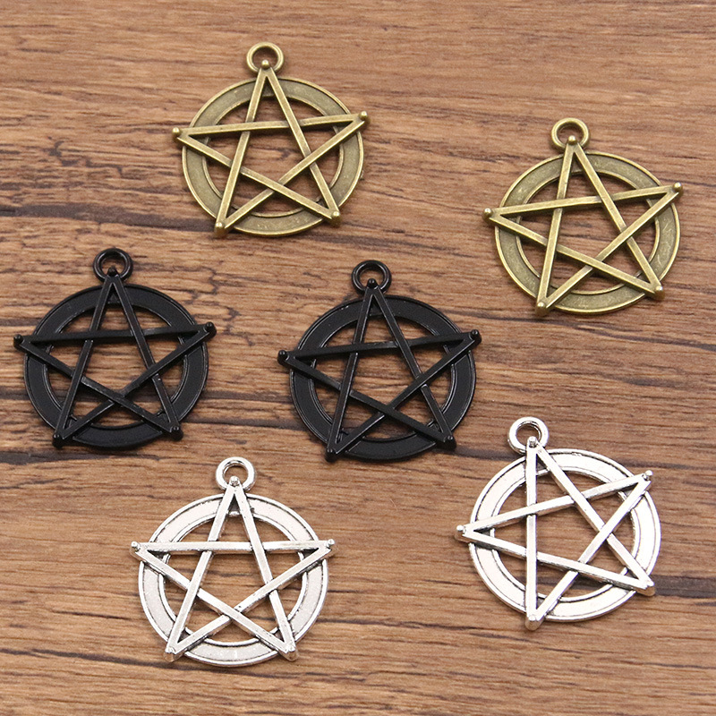 Accesorios de joyería de bricolaje explosivos de 3 colores Retro estrella de cinco puntas joyería de bricolaje al por mayor joyería coreana 31*28mm
