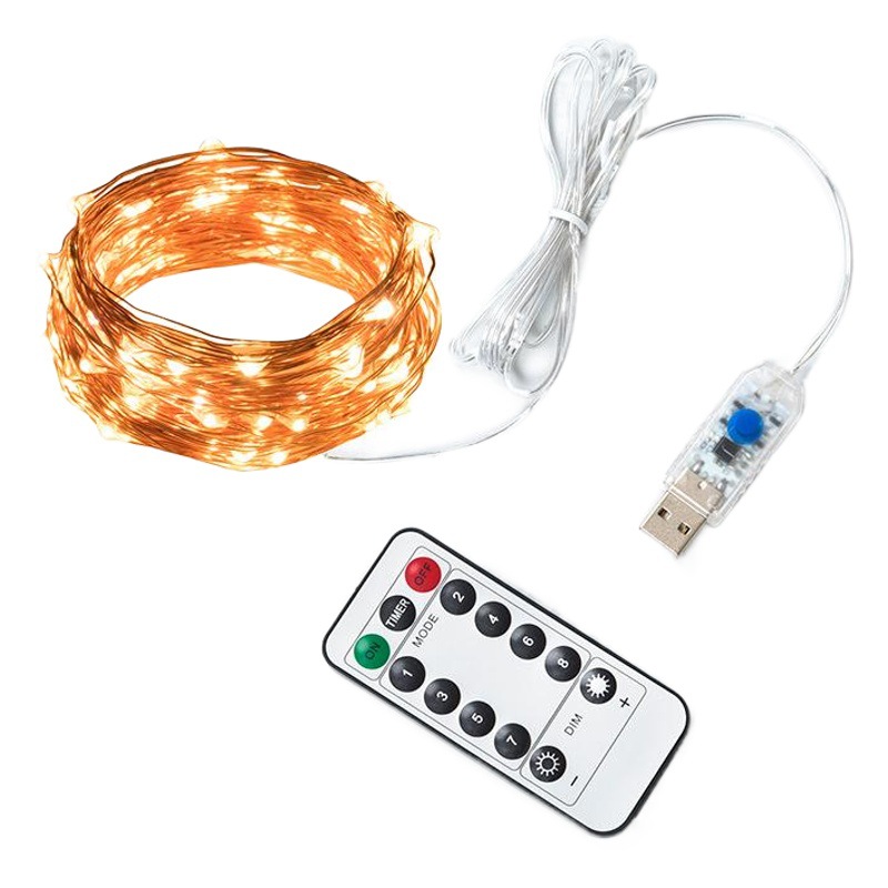 Cadena de luz de control remoto cadena de luz decorativa de Navidad estrella led festival luz de cobre al por mayor luz de cadena usb de control remoto