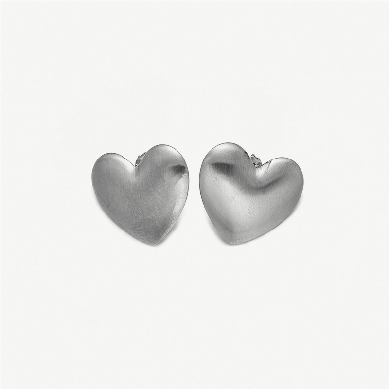 Taina Omeiins amor de moda alta sensación de textura bicolor pendientes de acero inoxidable 18k oro titanio pendientes de acero para mujeres