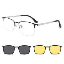 跨境新款磁吸三合一夹片式偏光太阳镜眉毛架金属男士近视框架厂家