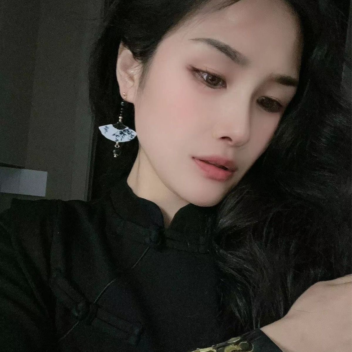 Brincos de leque com borlas estilo chinês para joias hanfu_voghion.com