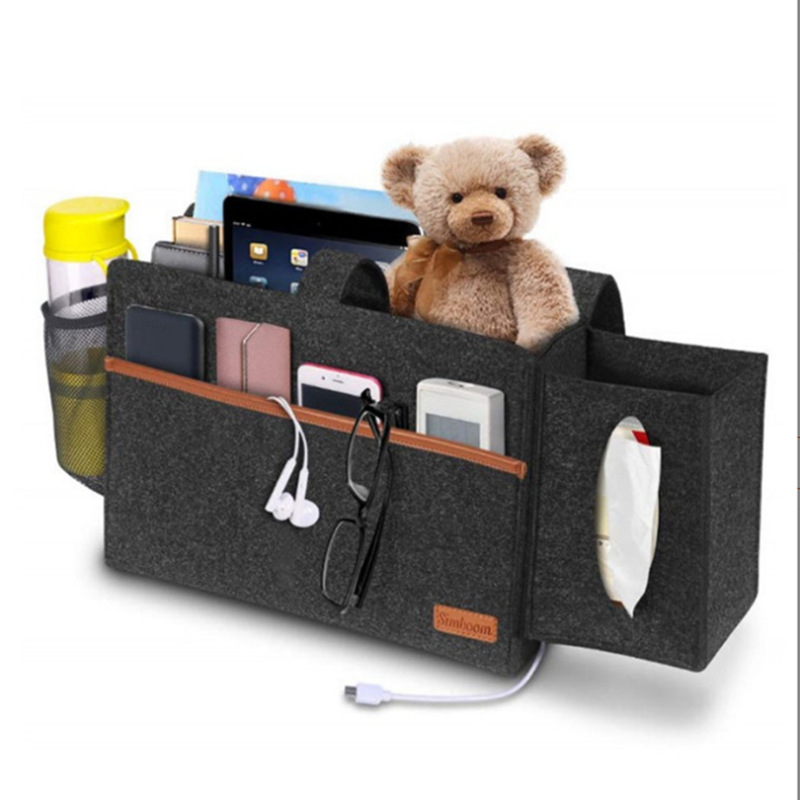 A generation of hair felt storage bucket bedside bedside felt shelf storage basket hanging bag printed logo