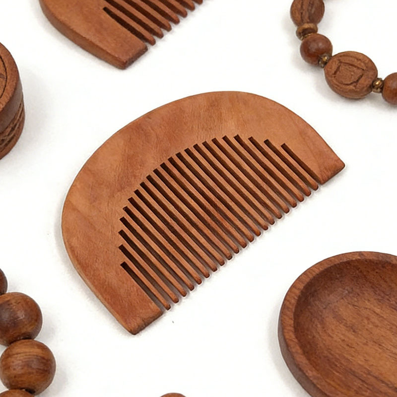 Peine de madera de melocotón para el hogar, peine para el cabello, regalo tallado para hombres y mujeres, peine pequeño de madera