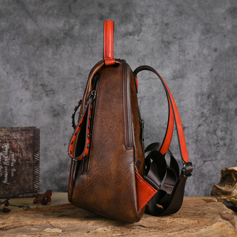 Balo da bò lớp đầu phong cách cổ điển, kích thước 28×13×30 cm — Màu đen
