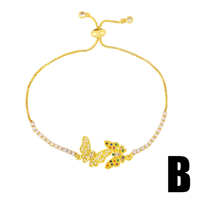 Elephant bracelet European and American fashion personality micro-inlaid color zircon butterfly adju