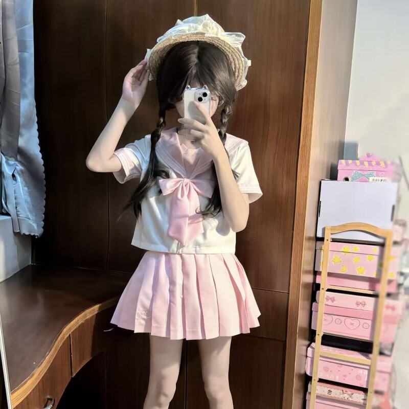 New Model Rainbow Team Jk Uniform Light Blue Light Pink Jk Short Skirt Sailor Suit Original Complete Set
