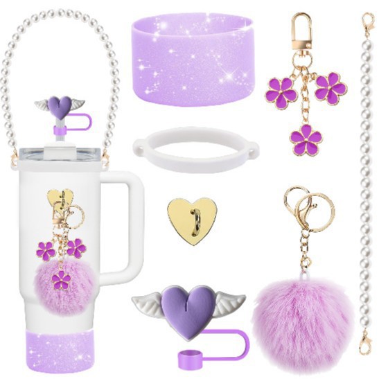 Amazon taza de calor cuentas brazalete llavero botella de agua colgante margarita gorra de paja flor colgante taza cubierta