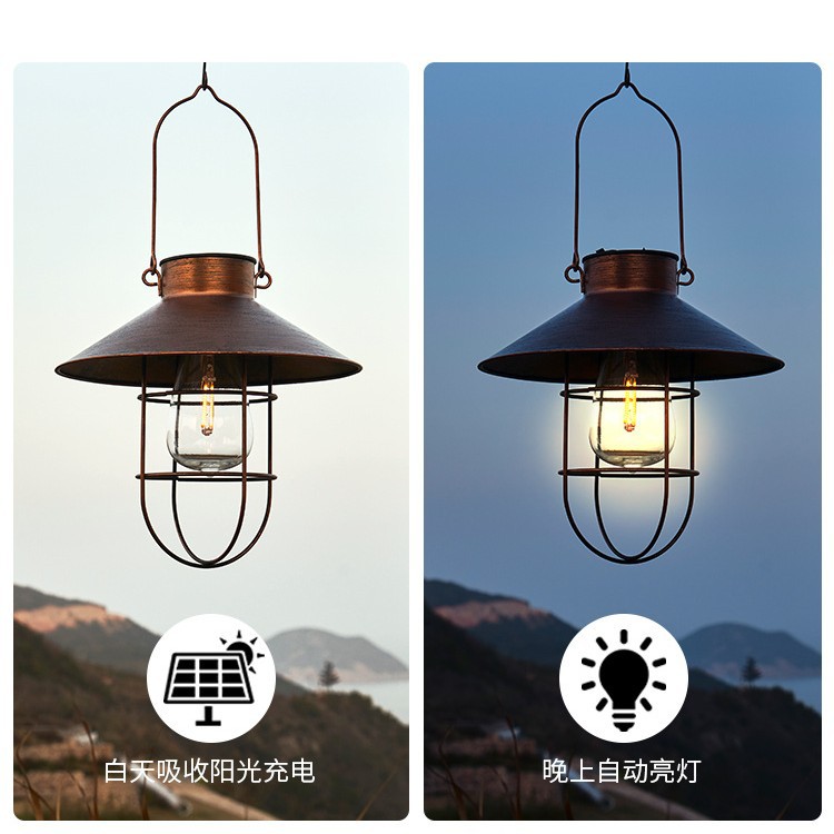 태양 빛 야외 LED 샹들리에 빈티지 장식 벽 램프 철 전구 빌라 풍경 정원 안뜰 가로등