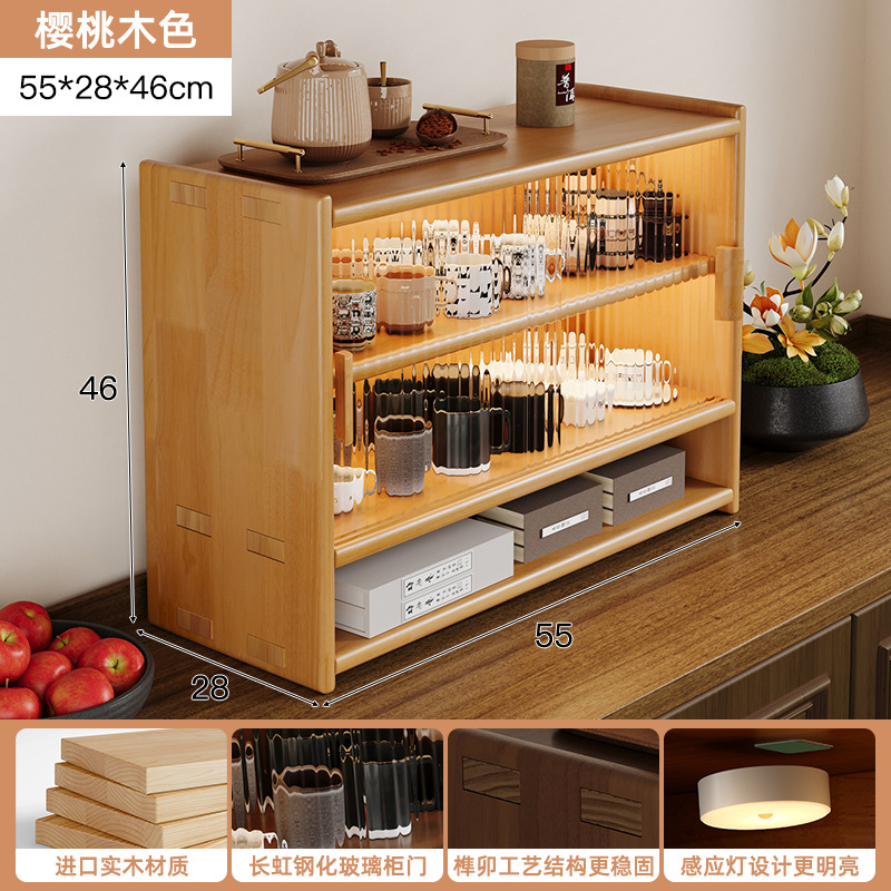 Vitrina de vidrio a prueba de polvo para mesa de comedor, gabinete de almacenamiento multifuncional para tazas de té, café y decoración