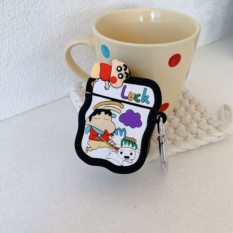 Силиконовый защитный чехол (совместим с Apple) для AirPods 1/2, милые мультяшные дизайны, с крючком/кольцом