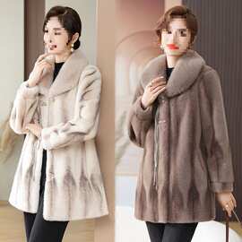 妈妈冬装洋气加厚水貂绒大衣外套新款皮草中老年女装皮毛一体