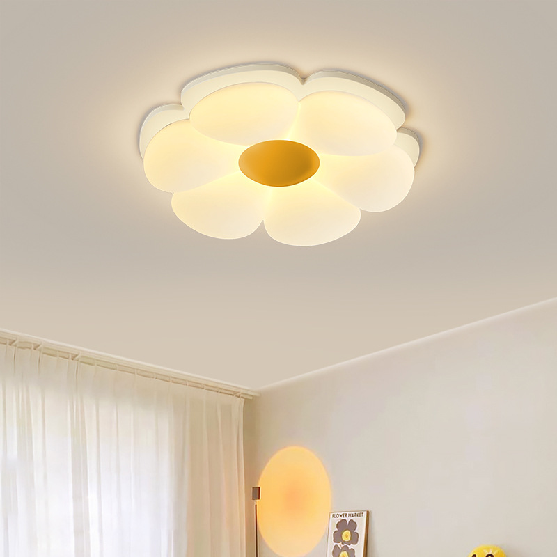Lámpara de techo de flores creativas de estilo antiguo, lámpara de habitación de dormitorio, habitación de niños retro francés, lámpara LED cálida de espectro completo