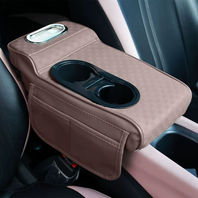 Armrest box pad — New Model Central Car Armrest - embossed-style-coffee-color