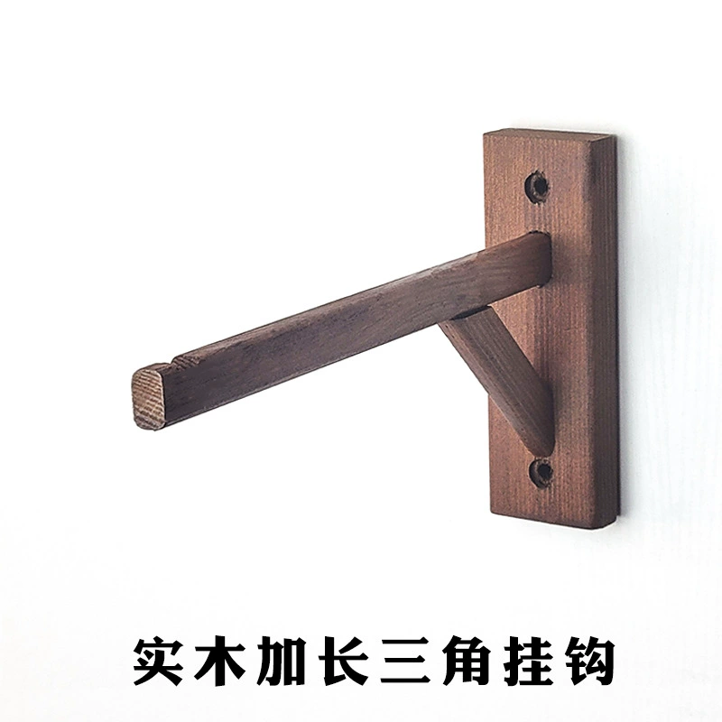 Крючок для стен из массива дерева с треугольным длинным крючком, без сверления, для прихожей, подвесной светильник, крючок для украшений