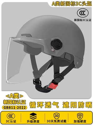Electric Vehicle Helmet for Men, Motosiklet dəbilqələri - one-size-fits-all-3c-enhanced-version-of-star-gray-transparent-long-mirror-new-national-standard-class-a