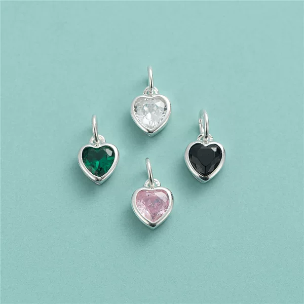 S925 Sterling Silver Diamond Small Love Pendant Pearl Bracelet Heart-shaped Pendant DIY Handmade Beaded Rope Accessories