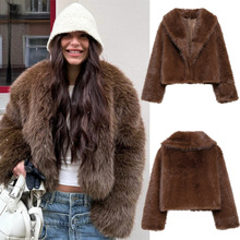 亚马逊女装跨境大衣春季新款欧美街头时尚宽松人造皮草